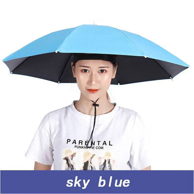 Low MOQ Small Size Head-Mounted Vinyl  Hat Umbrella For Outdoor Adults And Children With Logo Wholesale