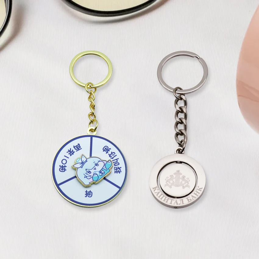 Designer Custom New Products Cartoon Rotate Car Keychain Pendant Funny Metal Key Chain Holder