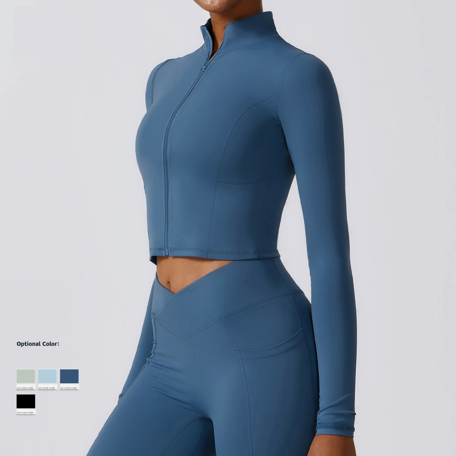 Custom Logo  Long Sleeve High Neck Jacket  lulu Running Training Slim Fit Fast Dry Sports Top Long Sleeves Yoga Tops Women