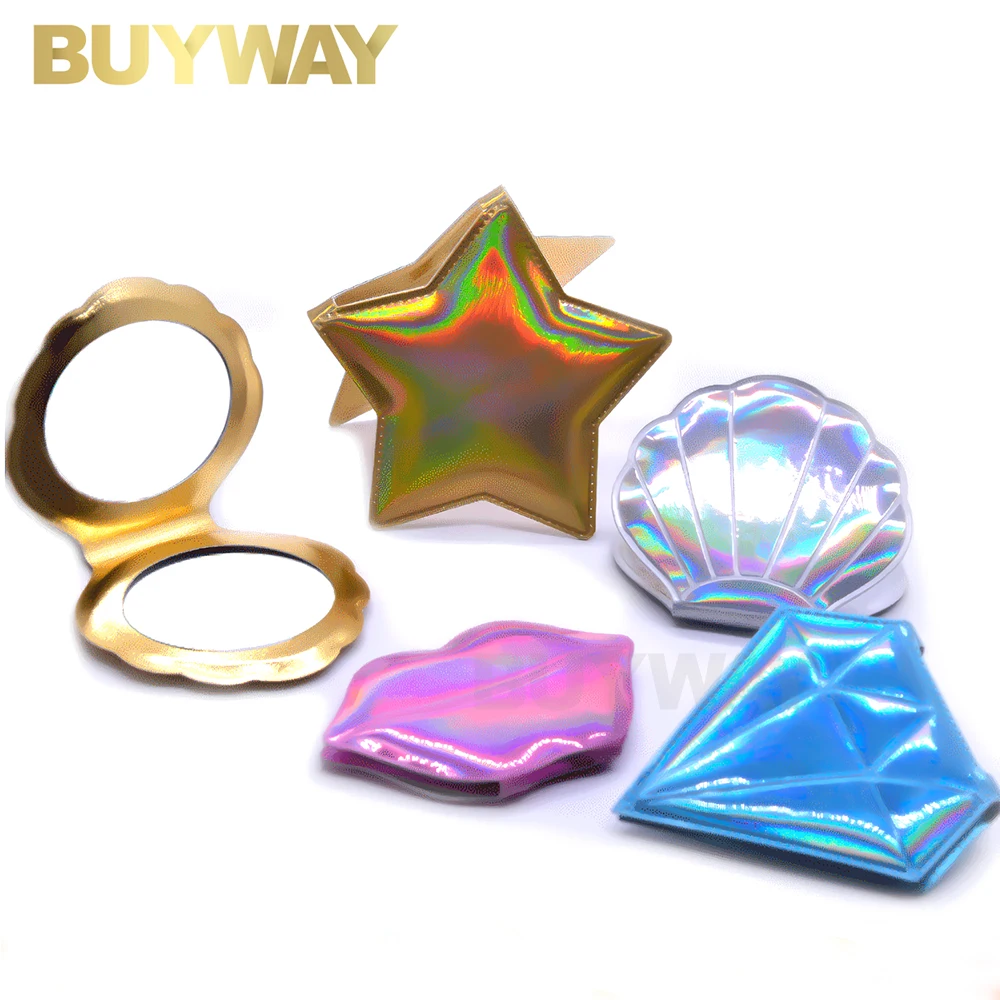 Laser Shiny Double Side 2x Magnify Beauty Luxury Diamond Compact Hand Portable Cosmetic Mini Pocket Travel Vintage Mirror