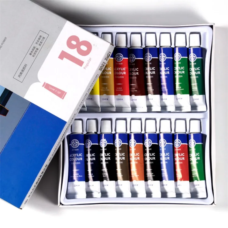 Wholesale Eco-Friendly Non-Toxic Painting Supplies Acrylic Paint 12 ML Acrylic Paint For Fabric And Canvas Painting
