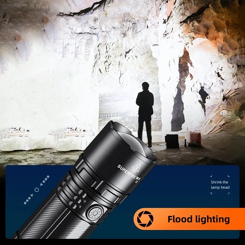 Customized Professional Aluminum Alloy Appearance Powerful Torch Led Zoom Flashlight With Tail Rope