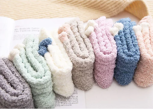 Wholesale custom winter fuzzy socks warm thick cute socks girl socks women
