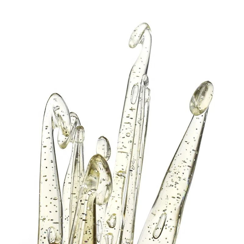 Looen Mix 8pcs Transparent Crystal Crochet Hook Set 4.0mm-12mm Crochet Hook Needles Knit Weave Craft Yarn Sewing Tools