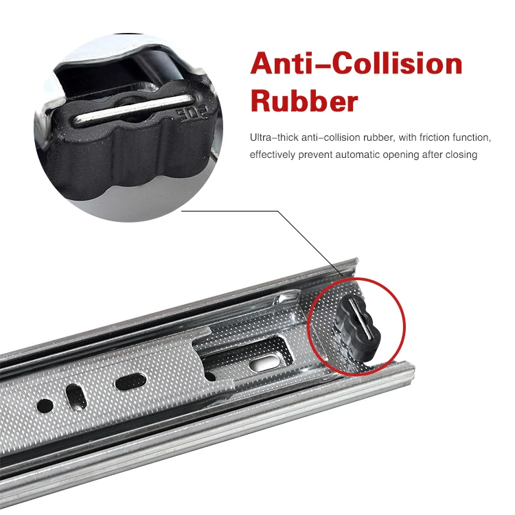 Double Extended Center Iron Heavy Duty Locking Telescopic Channel Drawer Slides Rail