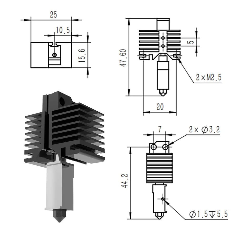 Модернизированный комплект Hotend для Bambu Lab X1/P1P высокотемпературный 500C закаленная сталь 0 2/0 4/0 6 мм сопло экструдера