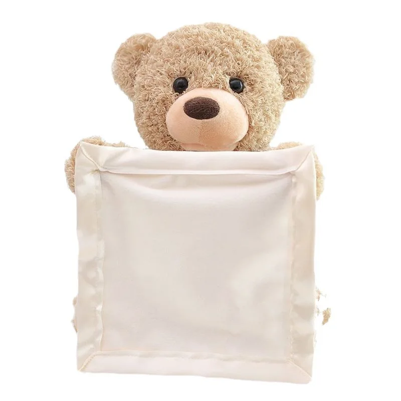 Smart electric stuffed animal peekaboo Bear Talking and singing shy bear for babies