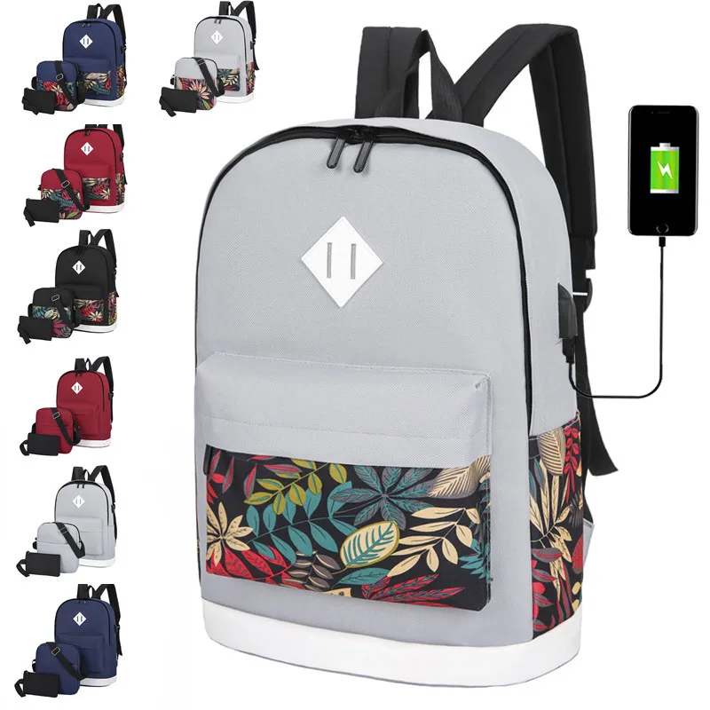 
book bags for school floral pattern wholesale backpack school bags girl 3 in 1 school backpack sets/ 