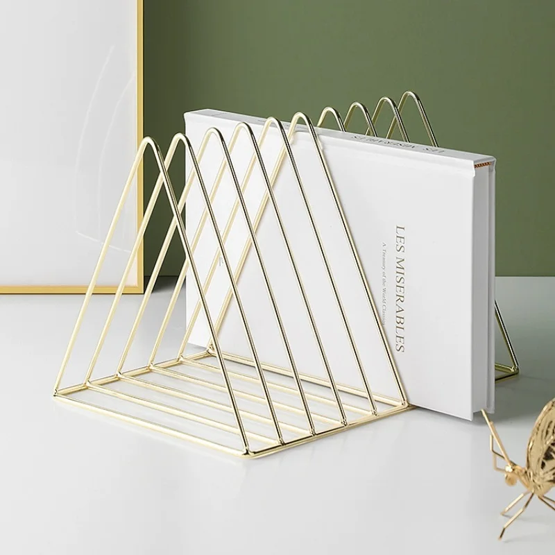 9 Sections Triangle Desk Metal Wire Organizers Magazine Holder Decorative File Folder Organizer Vinyl Record Stand Holder