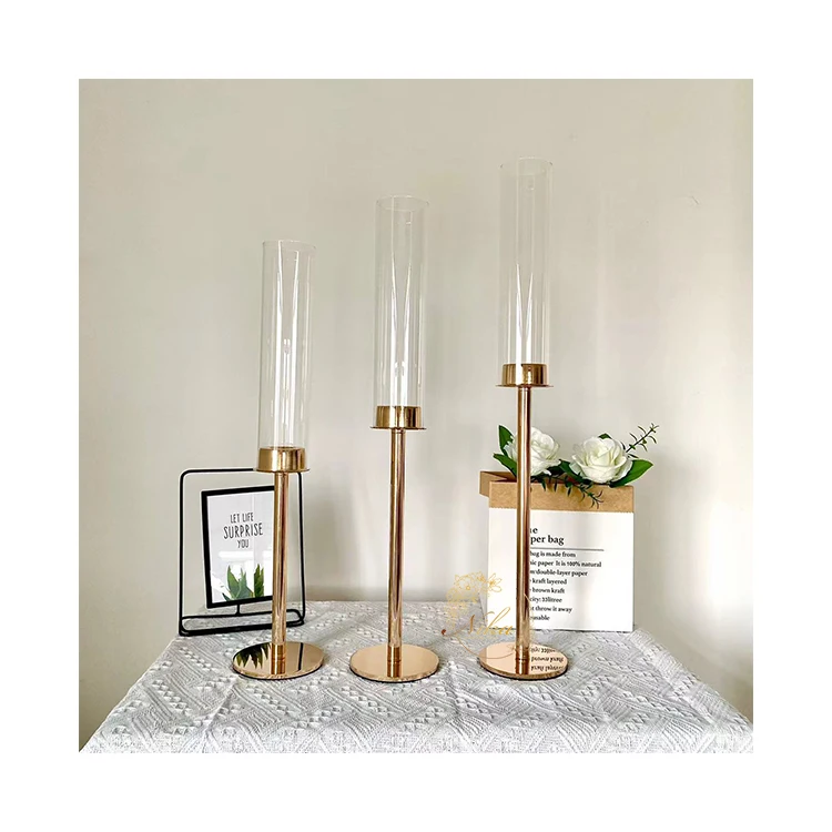 Gold Taper Candle Holder Centerpiece for Wedding