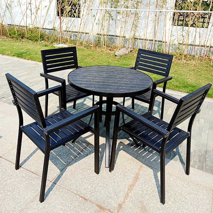 high quality modern plastic  restaurant outdoor dinner table chair set