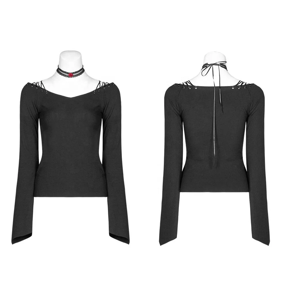 Футболка с длинным рукавом, одежда в стиле панк, черная футболка от производителя Punk RAVE OPT-330