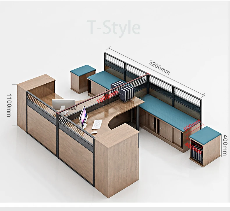 Cubicle desk for office workstation with rest bed 1/2/3/4/6 person wooden office staff workstation desk