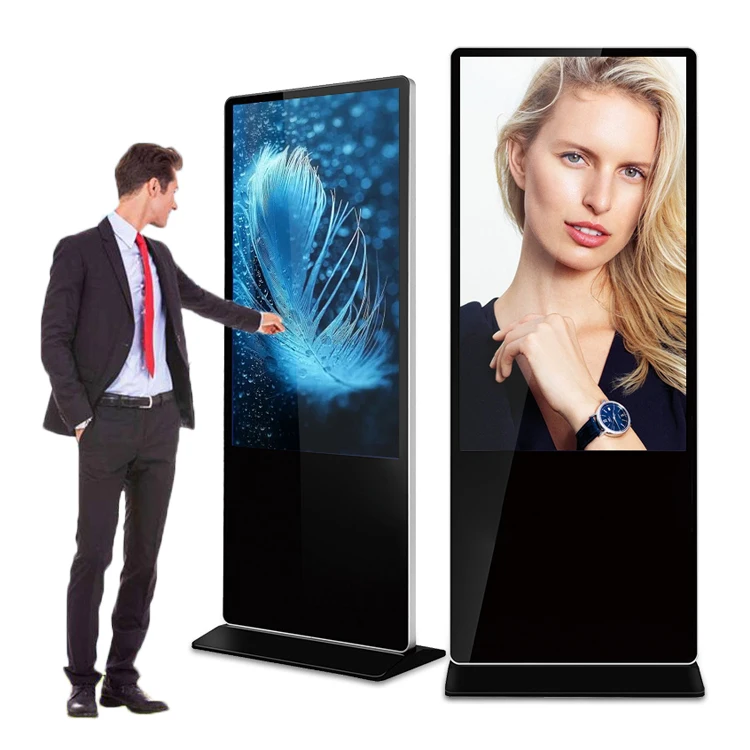 43 49 55 Inch Indoor Floor Standing Digital Signage Touch Screen Totem Lcd Advertising Kiosk Vertical Media Player Display