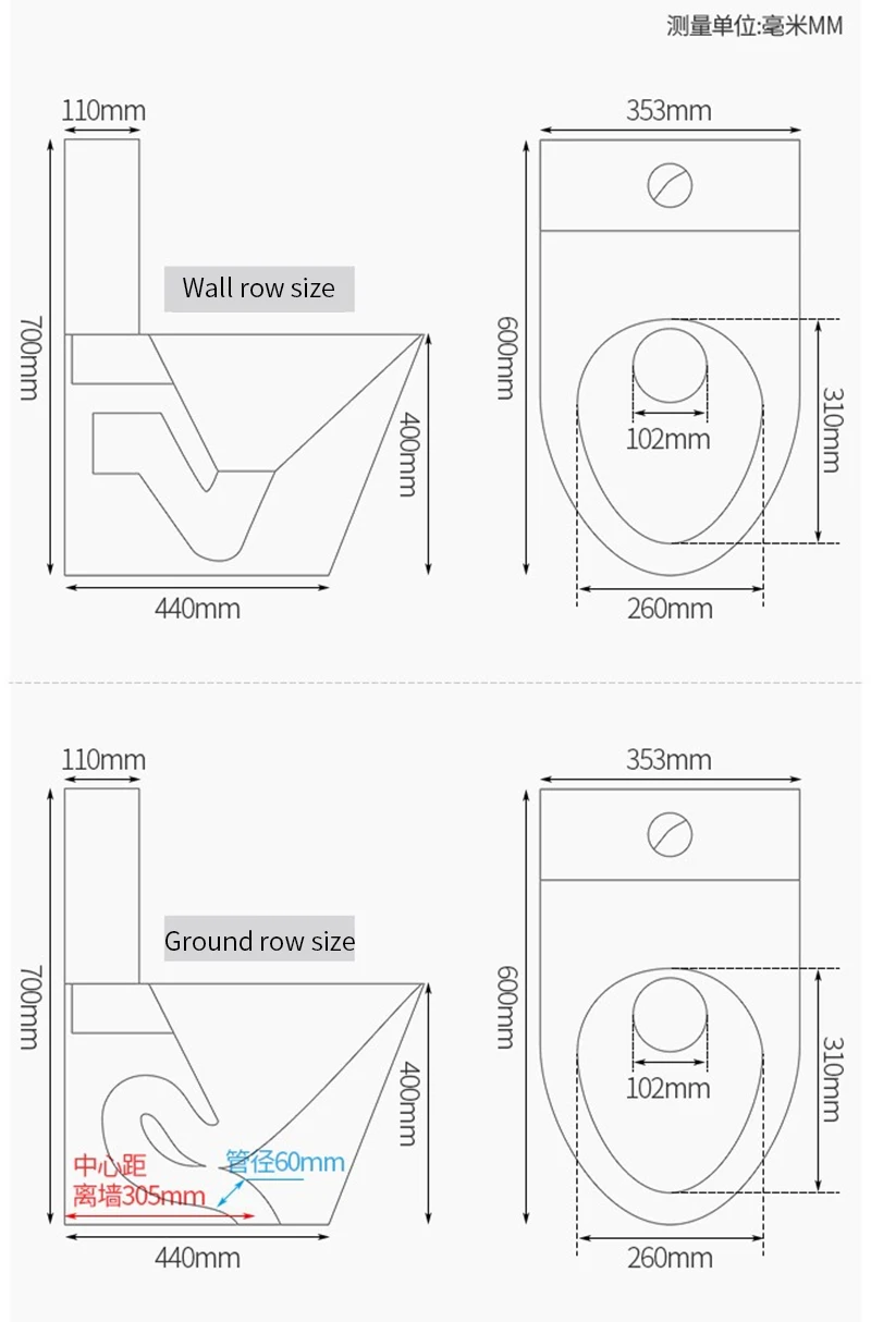 Rose gold stainless steel floor mounted double button water tank seated toilet