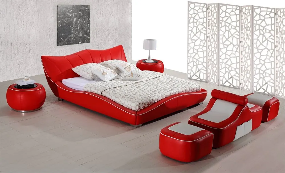 Up-holstered Furniture Bedroom Set Single Double Bed Luxury Lit Complet Cama Italian Bed