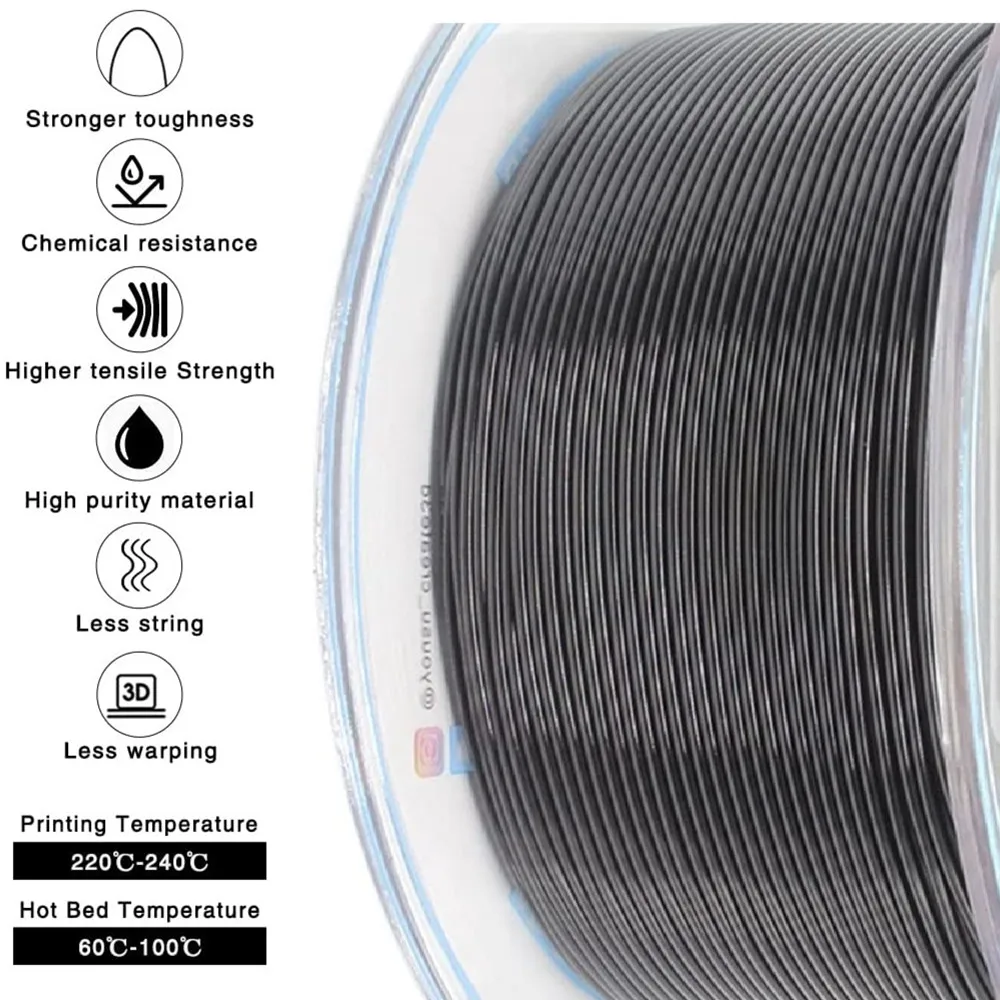 YOUSU PP high quality 3d filament , black , Durable engineering plastic filament 3d printer filament  1.75 mm  ,1kg