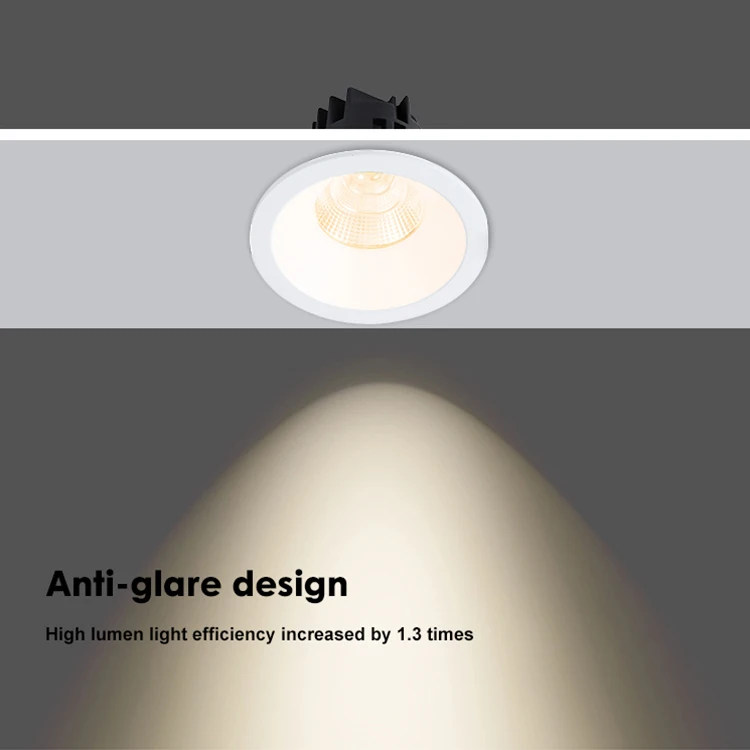 ALLWAY Hot Sale Aluminum Housing Indoor Hotel Project 9w 18w 25w 35w 45w 60w Recessed COB Round Led Downlight