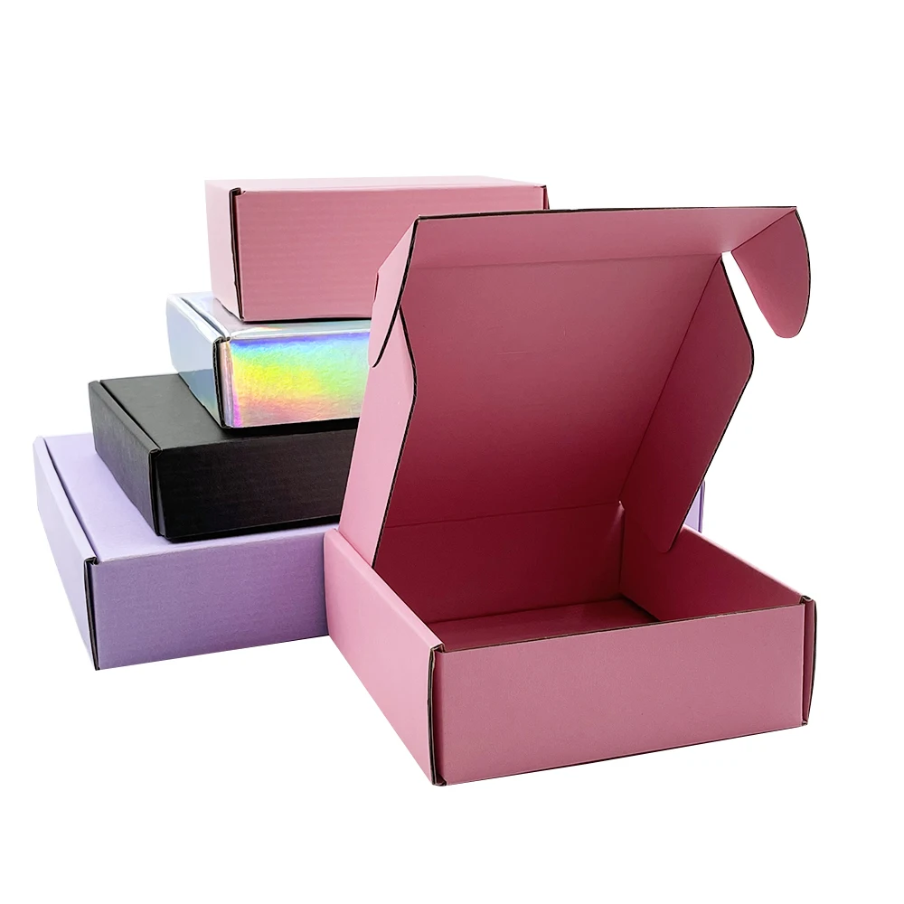 Custom Pink Corrugated Packaging Logo Wholesale Foldable Hijab Hoodies Set Shipping Carton Underwear Clothing Paper Mailer Boxes
