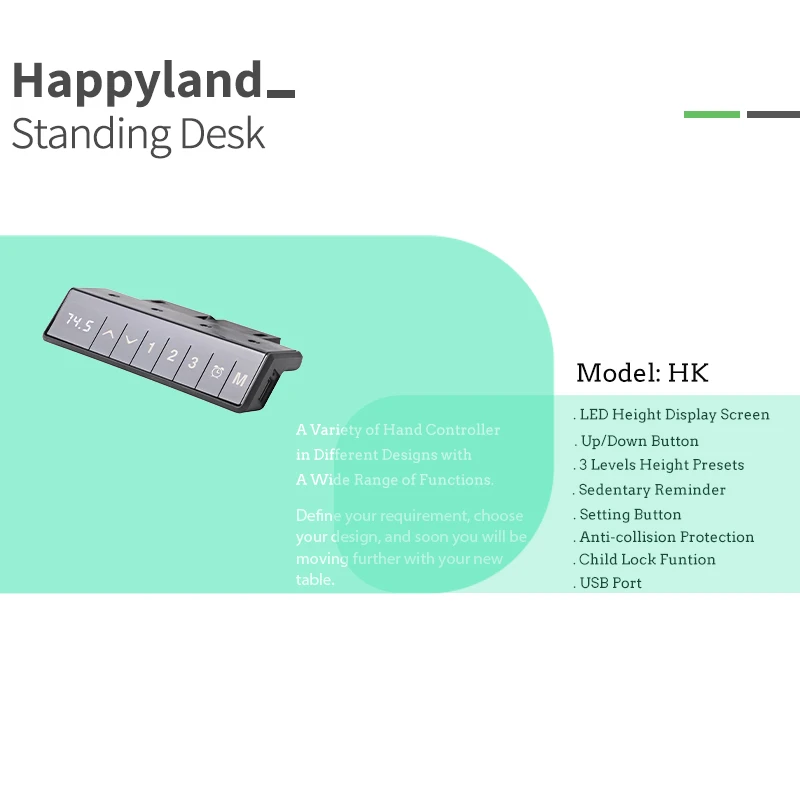 HZ Three Height Memory Preset Electric Desk Handset Intelligent Standing Desk Hand Controller For Height Adjustable Office Desk