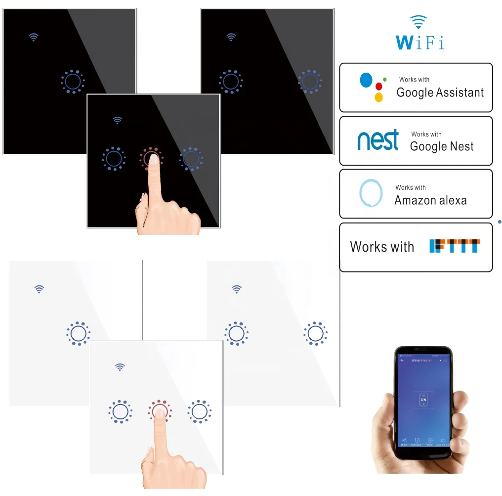  Wi-Fi сенсорная Стеклянная Панель Умный домашний настенный выключатель с дистанционным