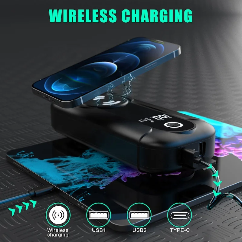 12v portable super capacitor phone wireless charging power bank wireless charger car jump starter