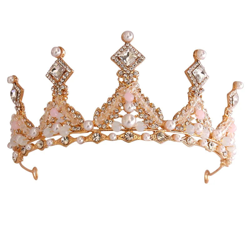 BELLEGIRL 2022 wholesale new kids rhinestone tiaras children dress accessories small princess pearl tiara crown for birthday