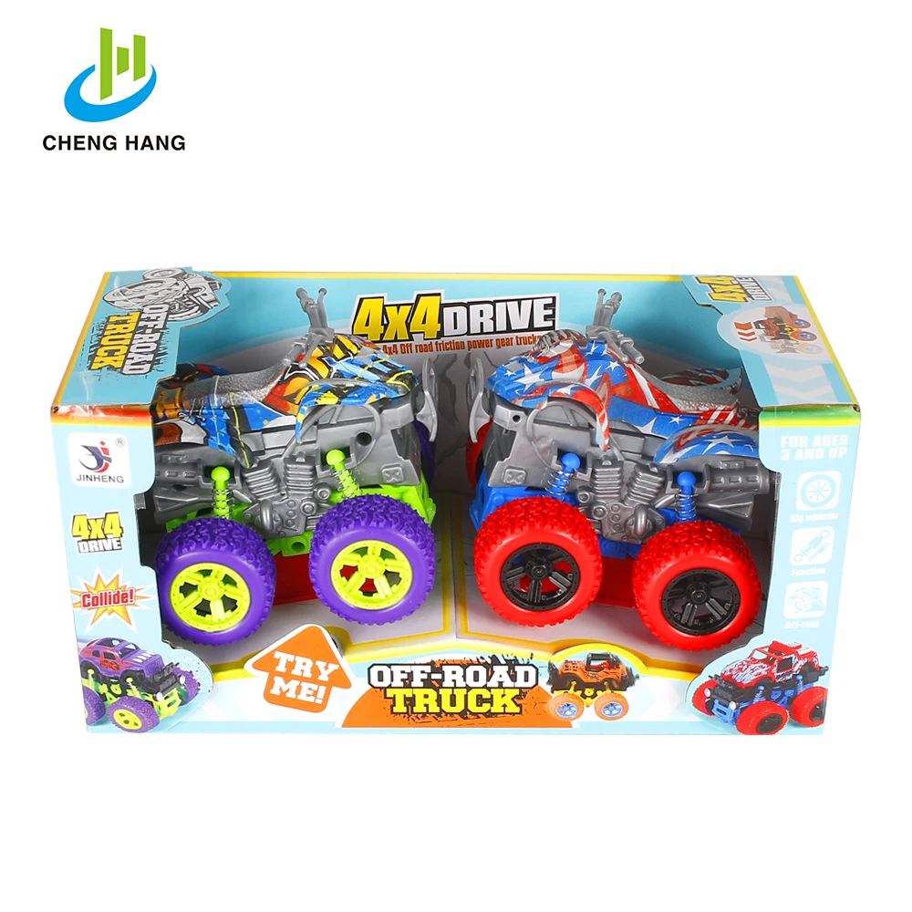 
2Pack 4WD Color Wheels Friction Prower Graffiti Crawler ATV Toy Stunt Car 