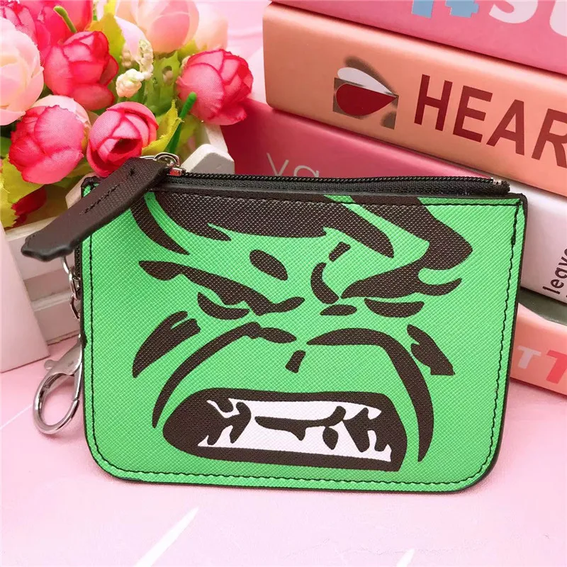 QY Cartoon League Of Legends Spider-mans Bat-mans Captain Revenge Card Sleeve Badge With Keyring Coin Card Holder