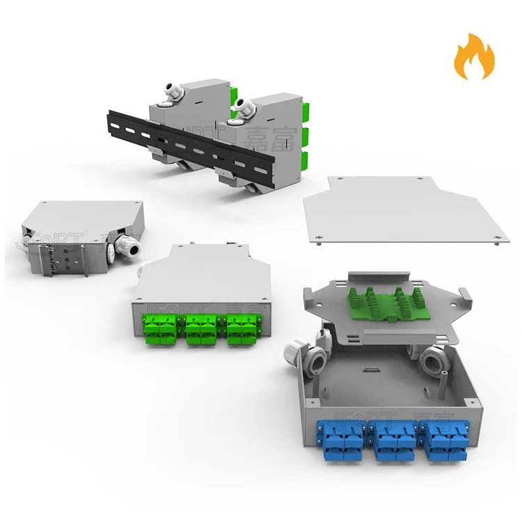 DIN Rail Металл волоконно-оптическая Клеммная коробка 8, 12 ядерный порт Крытый крепление FTTH FTTB сетевая распределительная косичка загружены коммутационная панель
