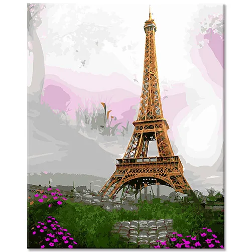 France Paris eiffel tower decorations for home luxury wall arts hand painted oil art building painting by numbers