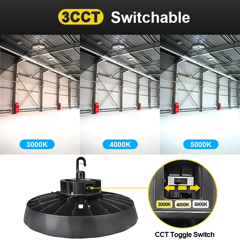 ETL DLC 150W 200w ufo led High Bay Light for Gym Factory 1-10V Dimmable Warehouse bay lamp US Hook 5m Cable Alternative highbay