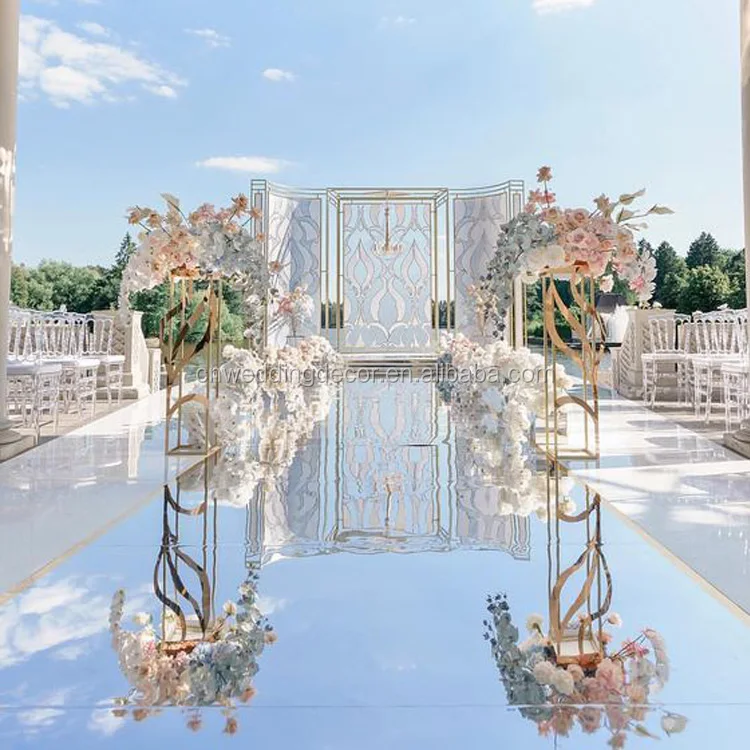 Gold Silver Thicken Mirror Aisle Runner Wedding Mirror Carpet For Wedding Stage Decoration