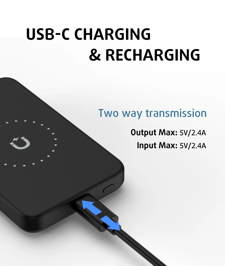  TRUSDA RC1.5W 2021 Новый возраст Магнитный внешний аккумулятор 5000 мАч Беспроводная зарядка Qi для всех сотовых телефонов