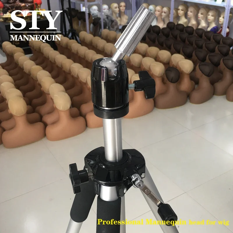 high quality Adjustable Wig Stand Factory wholesale Metal Mannequin Head Stand Tripod For Hairdressing Tripod Salon Wig Stand