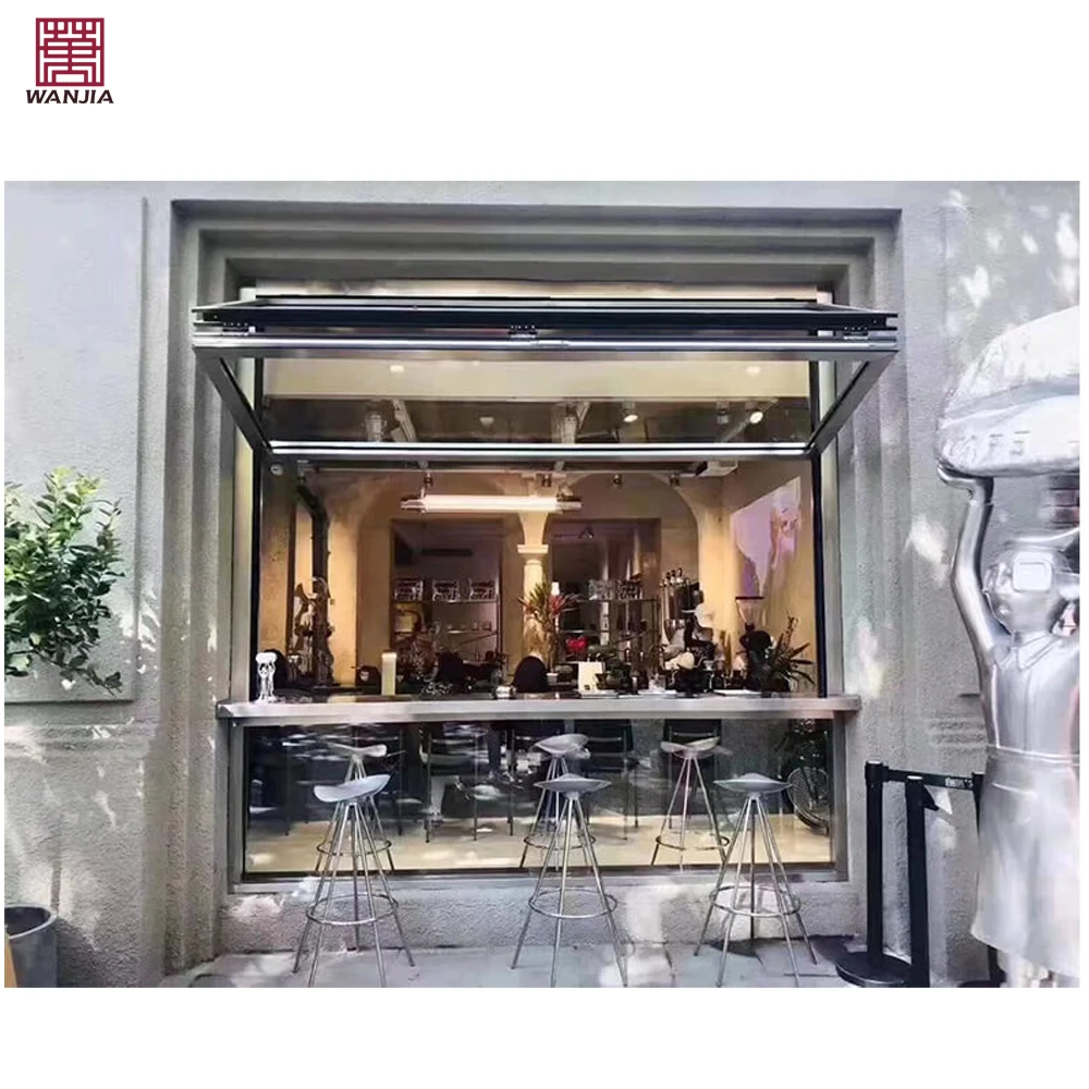commercial Shop aluminium soundproof tempered glass vertical accordion folding up window