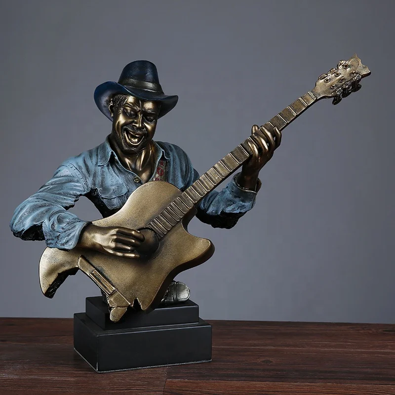 Modern Color Painted Resin Art Home Decor Musician Sax Player Bronze Bust Statues Table decor ornament