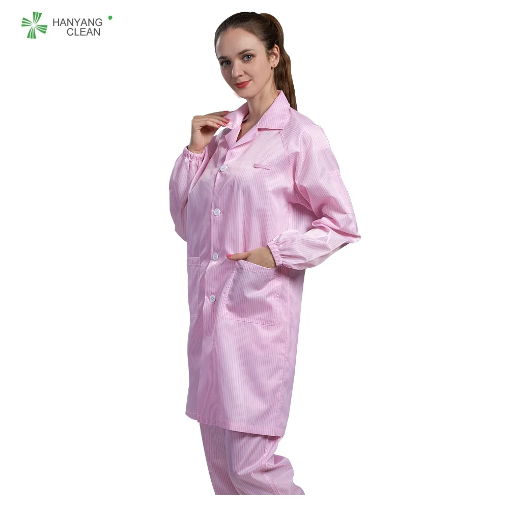 Cleanroom Unisex gender antistatic stripe lab gown esd coat smock