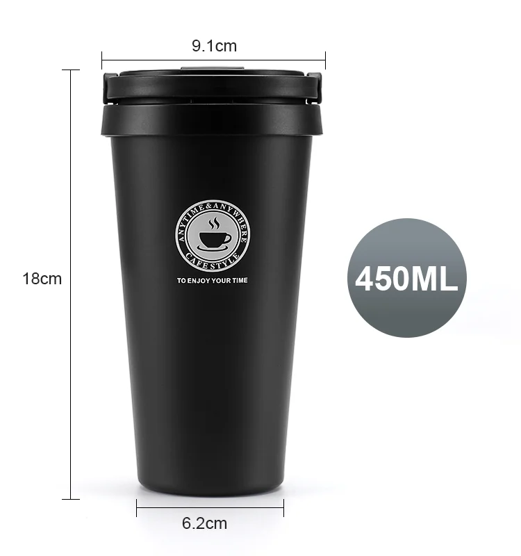 Insulated Coffee Mug 16oz Vacuum Stainless Steel Tea Tumbler with Lid and Handle Double Wall Leak-Proof Thermos Mug for Travel