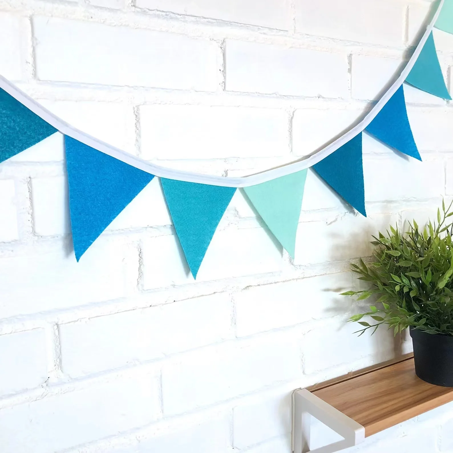 Teal Felt Pennant Bunting Banner Blue Triangle Pennant Flag Garland Turquoise Ocean Nursery Decor Felt Flag