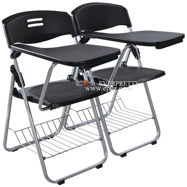Factory Price School Student Furniture Training Plastic Study Chair with Writing Pad Wheeling Tablet