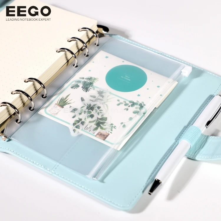 Kawaii Sticker Hard Cover Wholesale A5 A6 Leather 6 Ring Binder Journal Notebook Printing Customized