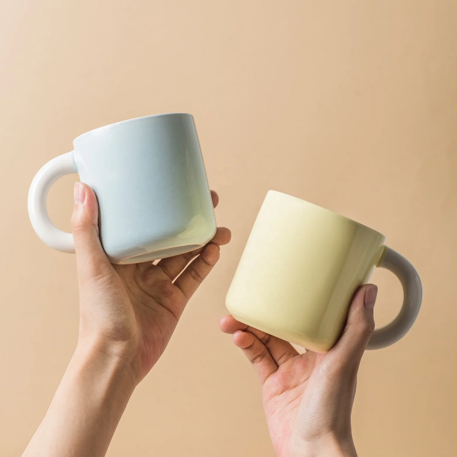 Nordic style 12oz ceramic mug warm macaron color porcelain coffee mug