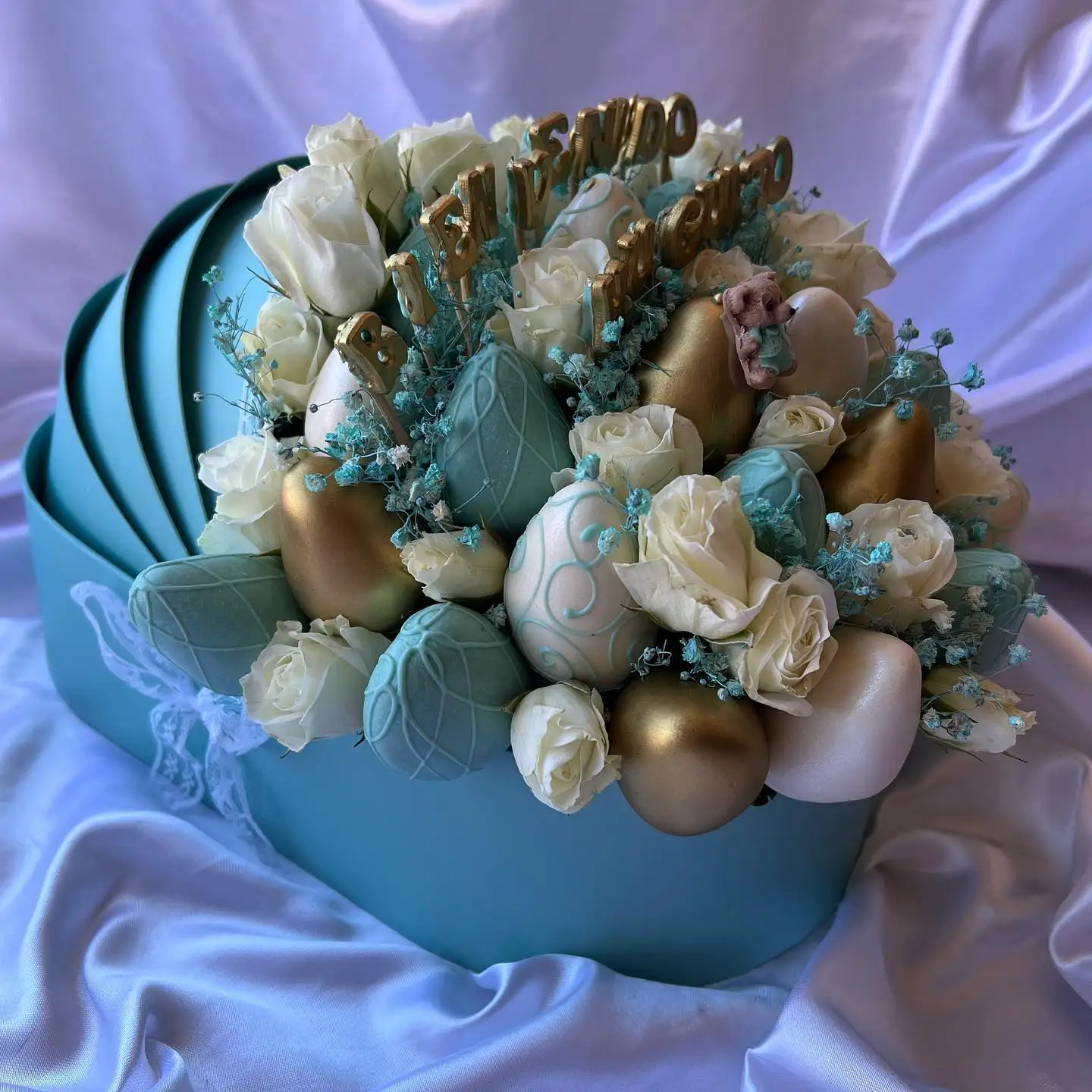 Flower Floral Sweet Strawberry Arrangement Gift Box BABY Shower Bed Crib Cot Shape Cardboard Basket