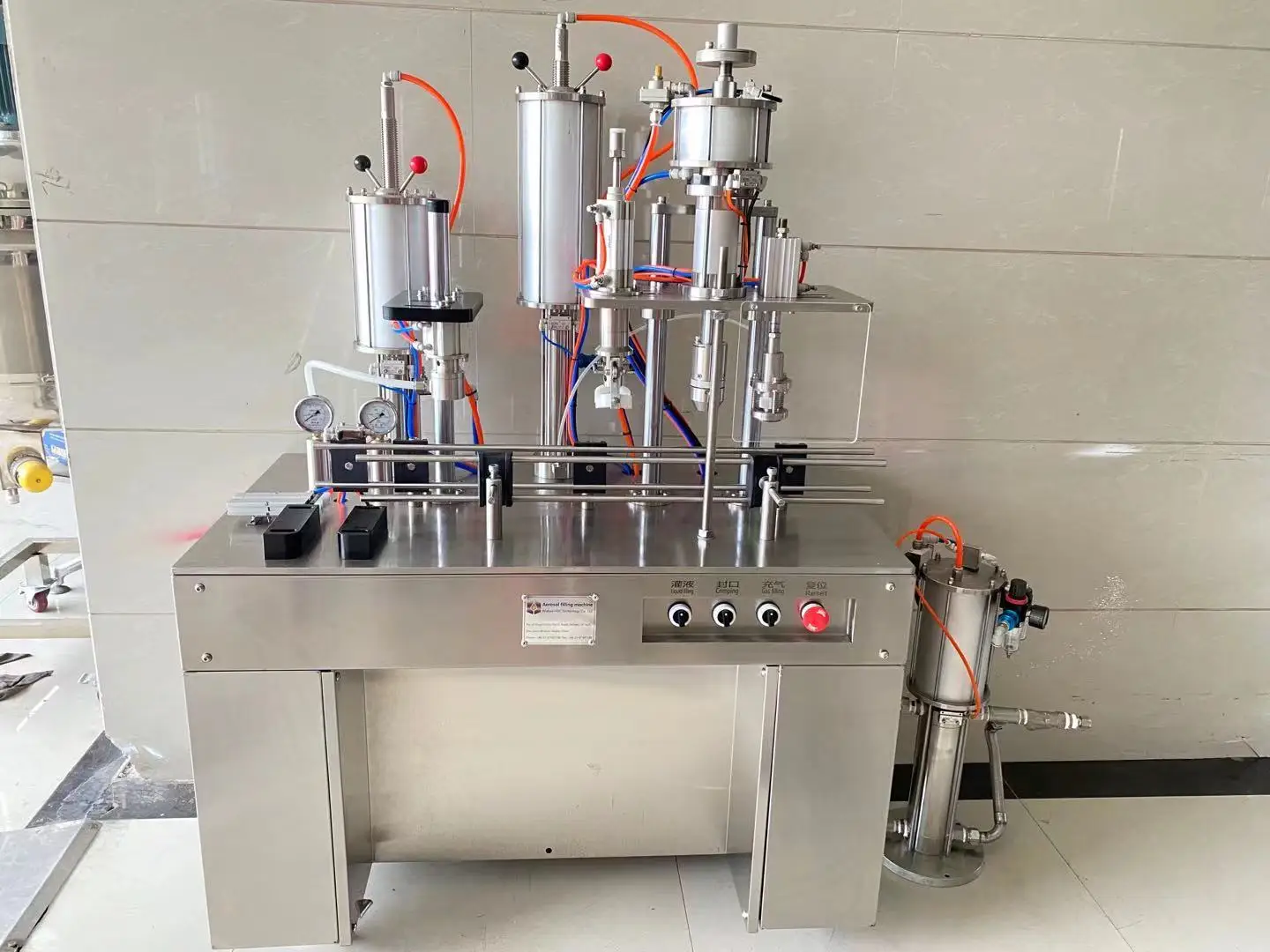 Semi-Auto 4 in 1  Aerosol  Filling Machine/(liquid filling valve correction  crimping gas filling