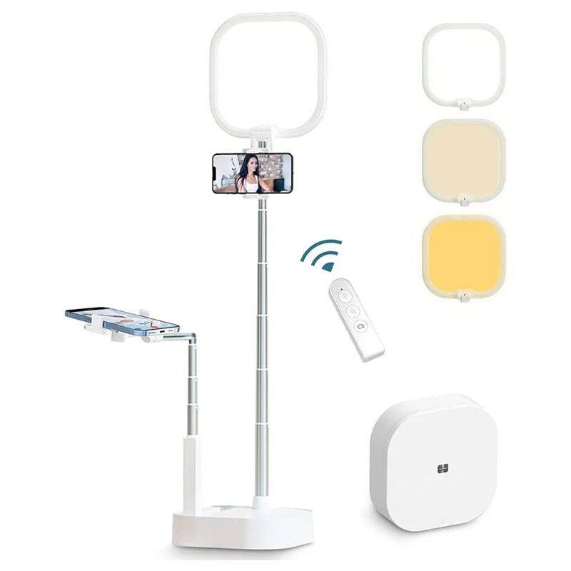 Wireless Dimmable Led Selfie Fill Light Phone Holder Stand Video Led Lamp Foldable Remote Control For Tiktok Youtube Live V8