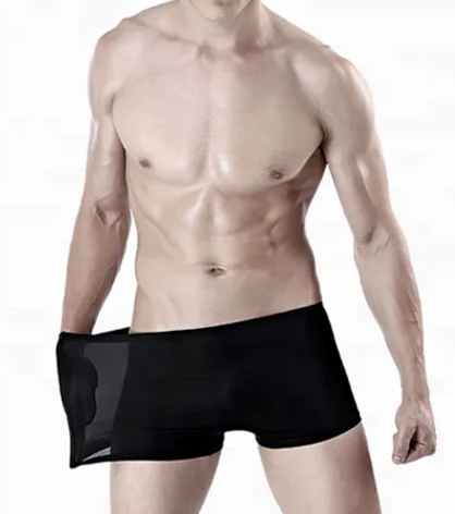 Man seamless boxer nylon and spandex underwear for male solid color