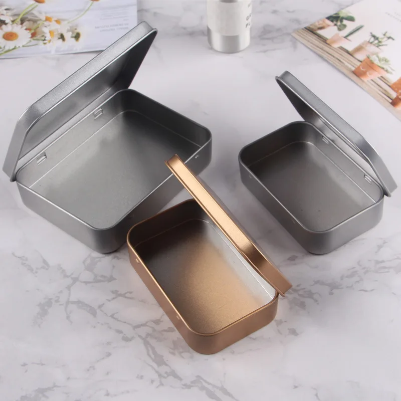 Custom Printed Metal Case Slide Gift Packaging Tin Box Rectangular Square Metal Container Hinged Tin Box