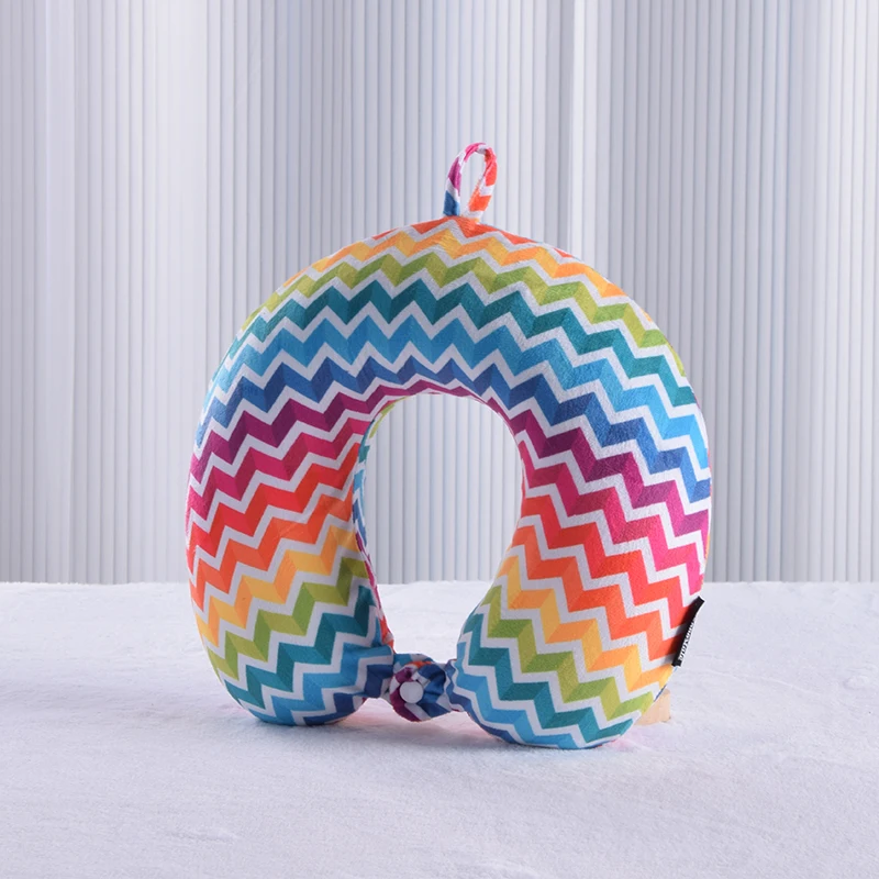 Wholesale Factory in stock Neck Support Travel Pillow Colorful Printed Spandex U Shape Pillow