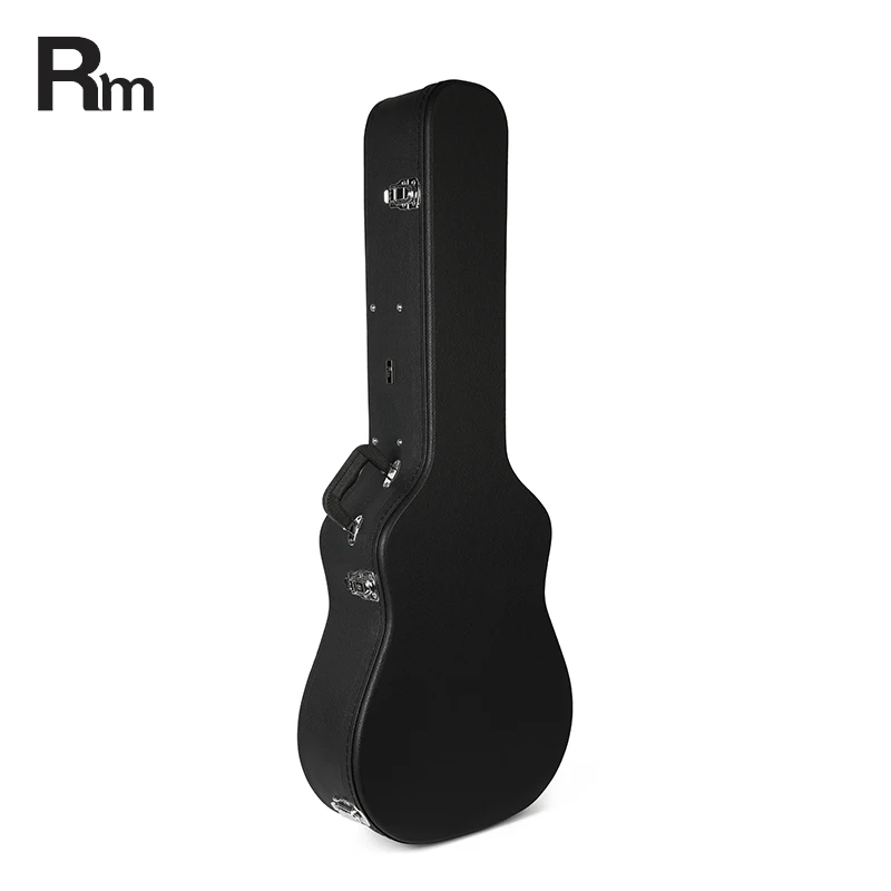 Black Leather 12 Strings Acoustic Guitar Case Solid Wooden Guitar Hard Case Protective Case For Acoustic Guitar
